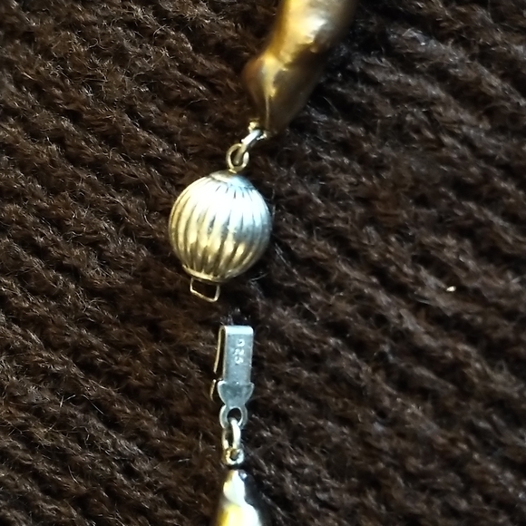 STUNNING brown baroque 18" pearl necklace 925 clasp - Picture 7 of 9